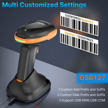 Load image into Gallery viewer, AGPTEK Bluetooth & 2.4GHz Wireless Barcode Scanner–Perfect for Retail, Healthcare,Industrial Manufacturing, and Logistics. 2D/1D QR Code Reader