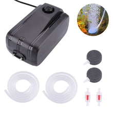 Load image into Gallery viewer, Aquarium Air Pump, Adjustable Air Pump with Dual Outlet, Air Stones & Silicone Tubes, Low Noise Fish Tank Oxygen Pump for Aquariums, Fish Tanks, Seafood Ponds