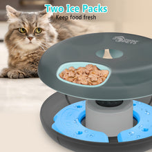Load image into Gallery viewer, 6 Meals Automatic Cat Feeder for Wet/Dry Food, with 2 Ice Packs, Programmable Timed Pet Feeder, Cordless Rechargeable Battery Auto Feeder for Cats/Small Dogs Black