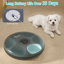 Load image into Gallery viewer, 6 Meals Automatic Cat Feeder for Wet/Dry Food, with 2 Ice Packs, Programmable Timed Pet Feeder, Cordless Rechargeable Battery Auto Feeder for Cats/Small Dogs Black
