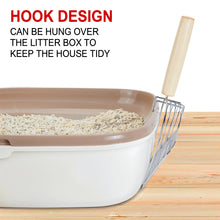 Load image into Gallery viewer, Ownpets Iron Metal Cat Litter Scoop, Anti-Stick Quick Sifter to Catch Small and Large Clumps With Comfortable Eucalyptus Handle, Washable Litter Sifter Scoop for Easy and Effective Clumped Litter Clean Up