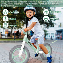 Load image into Gallery viewer, Welspo 12-Inch Kids Balance Bike, No Pedal Toddler Bike for 2-5 Years Old Boys and Girls, Lightweight Nylon Frame with Adjustable Handlebar and Seat, Shock Absorption, Anti-Slip PU Airless Tires