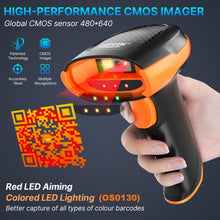 Load image into Gallery viewer, AGPTEK Bluetooth & 2.4GHz Wireless Barcode Scanner–Perfect for Retail, Healthcare,Industrial Manufacturing, and Logistics. 2D/1D QR Code Reader