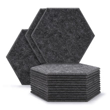 Load image into Gallery viewer, 12 Packs Acoustic Absorption Panels, AGPTEK 11.8 x 10.2 x 0.35 Inches Hexagon Absorption Panel, Acoustic Soundproofing Insulation Panel Tiles, Great for Wall Decoration and Acoustic Treatment (Dark gray)
