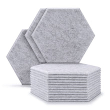 Load image into Gallery viewer, 12 Packs Acoustic Absorption Panels, AGPTEK 11.8 x 10.2 x 0.35 Inches Hexagon Absorption Panel, Acoustic Soundproofing Insulation Panel Tiles, Great for Wall Decoration and Acoustic Treatment (silver gray)