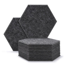 Load image into Gallery viewer, 12 Packs Acoustic Absorption Panels, AGPTEK 11.8 x 10.2 x 0.35 Inches Hexagon Absorption Panel, Acoustic Soundproofing Insulation Panel Tiles, Great for Wall Decoration and Acoustic Treatment (Dark gray)