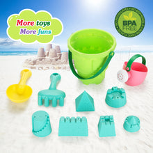 Load image into Gallery viewer, 10pcs/set Kids Beach Toys Set Sand Shovels Mini Castle Shower Bucket Rake Mold