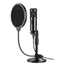 Load image into Gallery viewer, AGPtEK USB Condenser Microphone+Table Stand+Pop filter Kit+Wind Foam for Laptops PC Phones