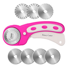 Load image into Gallery viewer, Pink 45mm Rotary Cutter +7 Replacement Blades Safety Lock Precise Cutting Sewing