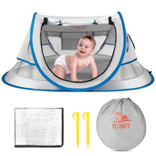 Load image into Gallery viewer, Baby Beach Tent, FINATE Baby Tent for Beach UPF 50+ & UV Protection, Waterproof, Breathable & Portable, Pop Up Travel Tent Baby Mosquito Net with 1 Moisture-proof Pad, 1 Travel Bag & 2 Pegs