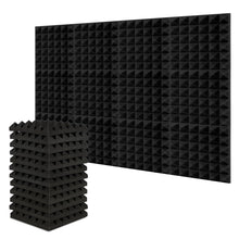 Load image into Gallery viewer, 2"x12"x12" Sound Proof Padding, AGPTEK 12 Packs Acoustic Foam Panels, Sound Absorbing Foam for Recording Studio, TV Room, Kid’s Room, Office and Podcast Recording, Black