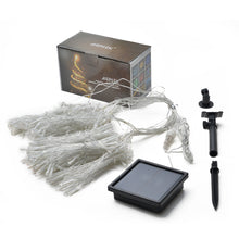 Load image into Gallery viewer, 300LED Solar Waterproof Curtains Light 2400mah High Capacity Battery Lights Warm White
