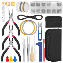 Load image into Gallery viewer, Jewelry Making Supplies Finding Kit Pliers Ribbon Ends Eye Pins Earring Hooks for DIY Craft