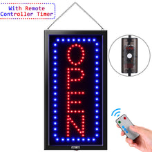 Load image into Gallery viewer, LED Open Sign, 19x10inches(Update Version) Business Open Sign Advertisement Board Electric Display Sign,With Remote Control&Timing Function,2 Lighting Modes Flashing & Steady