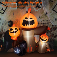 Load image into Gallery viewer, 5FT Inflatable Halloween Decorations, CAMULAND Halloween inflatable Pumpkin with Cats, Built-in LED Lights, Ropes, Inflatable LED Lights Blow Up outdoor Decor for Yard, Gardens and Lawns