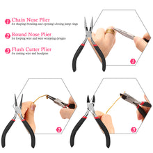 Load image into Gallery viewer, Jewelry Making Supplies Finding Kit Pliers Ribbon Ends Eye Pins Earring Hooks for DIY Craft