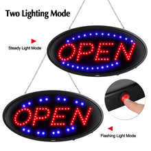 Load image into Gallery viewer, LED Open Sign, 19x10inches(Update Version) Business Open Sign Advertisement Board Electric Display Sign,With Remote Control&Timing Function,2 Lighting Modes Flashing & Steady, for Business, Walls, Window, Shop, Bar, Hotel