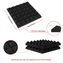 Load image into Gallery viewer, 2"x12"x12" Sound Proof Padding, AGPTEK 12 Packs Acoustic Foam Panels, Sound Absorbing Foam for Recording Studio, TV Room, Kid’s Room, Office and Podcast Recording, Black