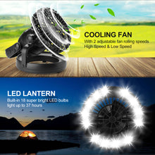 Load image into Gallery viewer, 2-in-1 18 LED Camping Light and Ceiling Fan Outdoor Hiking Flashlight