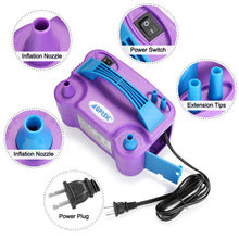 Load image into Gallery viewer, AGPTEK Electric Air Balloon Pump, 110V 600W Portable Dual Nozzle Inflator/Blower for Party Decoration