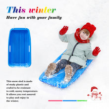 Load image into Gallery viewer, Winter Blue Plastic Snow Sled Boat Shape Sledge for Child Kid Adult Outdoor Pull