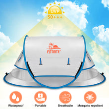 Load image into Gallery viewer, Baby Beach Tent, FINATE Baby Tent for Beach UPF 50+ & UV Protection, Waterproof, Breathable & Portable, Pop Up Travel Tent Baby Mosquito Net with 1 Moisture-proof Pad, 1 Travel Bag & 2 Pegs