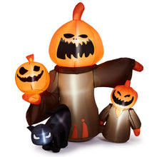 Load image into Gallery viewer, 5FT Inflatable Halloween Decorations, CAMULAND Halloween inflatable Pumpkin with Cats, Built-in LED Lights, Ropes, Inflatable LED Lights Blow Up outdoor Decor for Yard, Gardens and Lawns