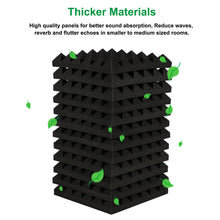 Load image into Gallery viewer, 2"x12"x12" Sound Proof Padding, AGPTEK 12 Packs Acoustic Foam Panels, Sound Absorbing Foam for Recording Studio, TV Room, Kid’s Room, Office and Podcast Recording, Black