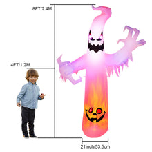 Load image into Gallery viewer, 8FT Halloween White Ghost Inflatable Outdoor Decoration with Color Changing LED