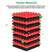 Load image into Gallery viewer, 2"x12"x12" Sound Proof Padding, AGPTEK 12 Packs Acoustic Foam Panels, Sound Absorbing Foam for Recording Studio, TV Room, Kid’s Room, Office and Podcast Recording, Black and Red