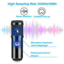 Load image into Gallery viewer, AGPtEK USB Condenser Microphone+Table Stand+Pop filter Kit+Wind Foam for Laptops PC Phones