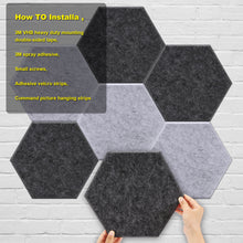 Load image into Gallery viewer, 12 Packs Acoustic Absorption Panels, AGPTEK 11.8 x 10.2 x 0.35 Inches Hexagon Absorption Panel, Acoustic Soundproofing Insulation Panel Tiles, Great for Wall Decoration and Acoustic Treatment (Dark gray)