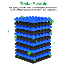 Load image into Gallery viewer, 2"x12"x12" Sound Proof Padding, AGPTEK 12 Packs Acoustic Foam Panels, Sound Absorbing Foam for Recording Studio, TV Room, Kid’s Room, Office and Podcast Recording, Black and Blue