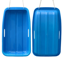 Load image into Gallery viewer, Winter Blue Plastic Snow Sled Boat Shape Sledge for Child Kid Adult Outdoor Pull