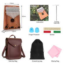 Load image into Gallery viewer, Kalimba 17 Keys Thumb Piano with Tuning Hammer and bag for Beginners Professionals
