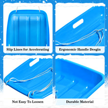 Load image into Gallery viewer, Winter Blue Plastic Snow Sled Boat Shape Sledge for Child Kid Adult Outdoor Pull