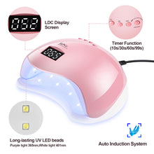 Load image into Gallery viewer, Pink LED Nail Lamp 48W UV LED Gel Nail Lamp with 4 Timers 10s/30s/60s/99s Auto Sensor