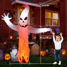 Load image into Gallery viewer, 8FT Inflatable Halloween Decorations, CAMULAND Halloween Ghost inflatable Built-in LED Lights with Ground Stakes, Ropes and Sandbags, LED Lights Blow Up outdoor Decor for Yard, Gardens and Lawns
