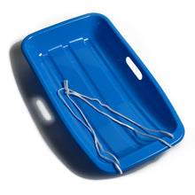 Load image into Gallery viewer, Winter Blue Plastic Snow Sled Boat Shape Sledge for Child Kid Adult Outdoor Pull