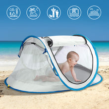 Load image into Gallery viewer, Baby Beach Tent, FINATE Baby Tent for Beach UPF 50+ & UV Protection, Waterproof, Breathable & Portable, Pop Up Travel Tent Baby Mosquito Net with 1 Moisture-proof Pad, 1 Travel Bag & 2 Pegs
