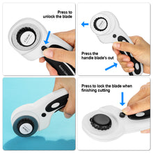 Load image into Gallery viewer, AGPtek 45mmRotary Cutter with 7 Replacement Rotary Blades & Safety Lock for Precise Cutting Ideal for Sewing Fabric Leather Quilting & More