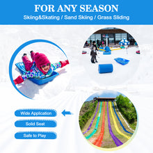 Load image into Gallery viewer, Winter Blue Plastic Snow Sled Boat Shape Sledge for Child Kid Adult Outdoor Pull
