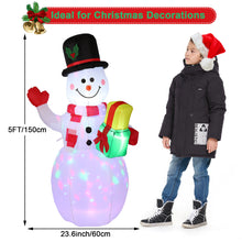 Load image into Gallery viewer, 5FT Snowman Inflatable Outdoor Decoration Rotating LED Lights Blow Up Christmas