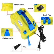 Load image into Gallery viewer, Electric Air Balloon Pump, AGPtEK Portable Dual Nozzle Inflator/Blower for Party Decoration - Yellow