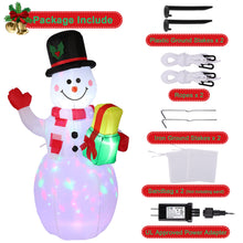 Load image into Gallery viewer, 5FT Snowman Inflatable Outdoor Decoration Rotating LED Lights Blow Up Christmas