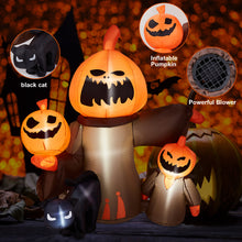 Load image into Gallery viewer, 5FT Inflatable Halloween Decorations, CAMULAND Halloween inflatable Pumpkin with Cats, Built-in LED Lights, Ropes, Inflatable LED Lights Blow Up outdoor Decor for Yard, Gardens and Lawns