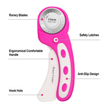 Load image into Gallery viewer, Pink 45mm Rotary Cutter +7 Replacement Blades Safety Lock Precise Cutting Sewing