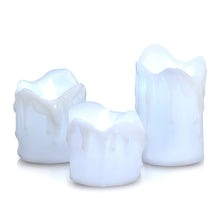 Load image into Gallery viewer, LED Candles Battery Operated Flameless smokeless 3 PCS/set Wax Dripped Exterior design Premium Votive Candles for Wedding/Party Decorations cool white
