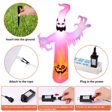 Load image into Gallery viewer, 8FT Halloween White Ghost Inflatable Outdoor Decoration with Color Changing LED