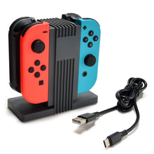 Load image into Gallery viewer, Agptek 4-in-1 Nintendo Switch Joy-Cons Charging Station, Professional Charging Dock and Store Stand with LED indicator, Charge Up to 4 Joy-Cons, 1.2M TYPE-C USB Cable included, Gray